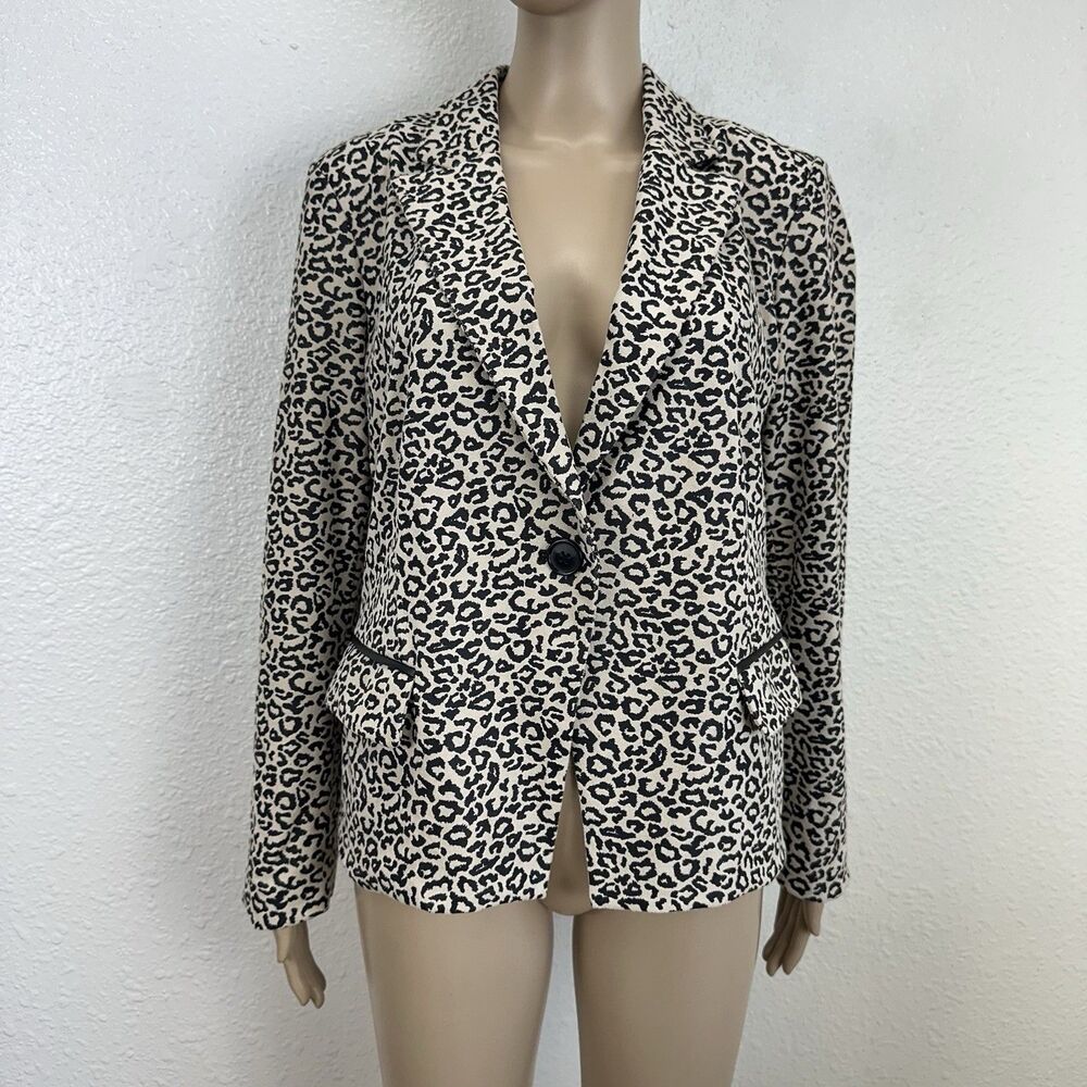 Chico's Women Jacket Blazer Animal Print  Faux Suede /leather Sz 1 Office Siren